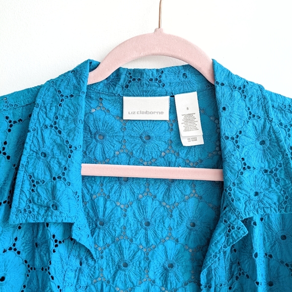 Liz Claiborne button up 3/4 crochet cardigan size 8 - Picture 3 of 8
